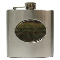 Army Green Grunge Texture Hip Flask (6 Oz) by SpinnyChairDesigns