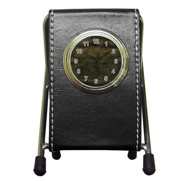 Army Green Grunge Texture Pen Holder Desk Clock