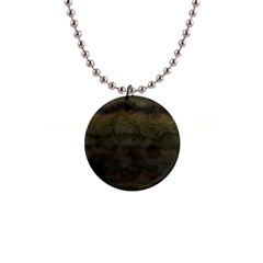 Army Green Grunge Texture 1  Button Necklace by SpinnyChairDesigns