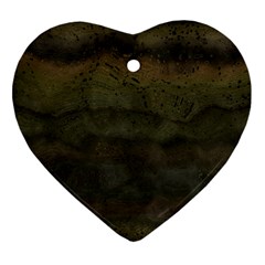 Army Green Grunge Texture Heart Ornament (two Sides) by SpinnyChairDesigns