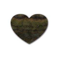 Army Green Grunge Texture Rubber Coaster (heart)  by SpinnyChairDesigns