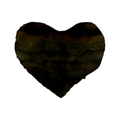 Army Green Grunge Texture Standard 16  Premium Flano Heart Shape Cushions by SpinnyChairDesigns