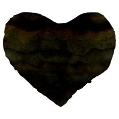 Army Green Grunge Texture Large 19  Premium Flano Heart Shape Cushions by SpinnyChairDesigns