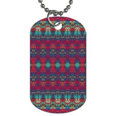 Boho Red Teal Pattern Dog Tag (one Side) by SpinnyChairDesigns