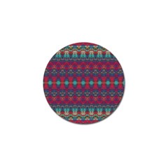 Boho Red Teal Pattern Golf Ball Marker (10 Pack) by SpinnyChairDesigns