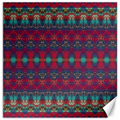 Boho Red Teal Pattern Canvas 20  X 20  by SpinnyChairDesigns