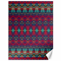 Boho Red Teal Pattern Canvas 36  X 48  by SpinnyChairDesigns