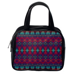 Boho Red Teal Pattern Classic Handbag (one Side) by SpinnyChairDesigns