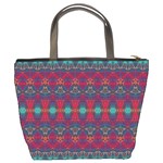 Boho Red Teal Pattern Bucket Bag Back