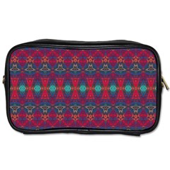 Boho Red Teal Pattern Toiletries Bag (one Side) by SpinnyChairDesigns