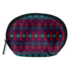 Boho Red Teal Pattern Accessory Pouch (medium)