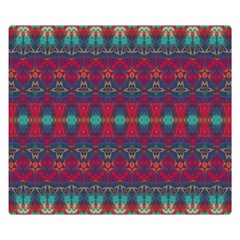 Boho Red Teal Pattern Double Sided Flano Blanket (small)  by SpinnyChairDesigns