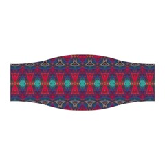 Boho Red Teal Pattern Stretchable Headband by SpinnyChairDesigns