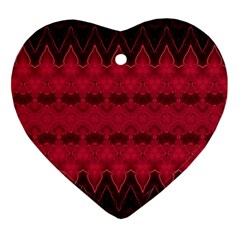 Boho Red Black Pattern Ornament (heart) by SpinnyChairDesigns