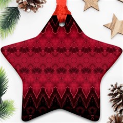 Boho Red Black Pattern Ornament (star) by SpinnyChairDesigns