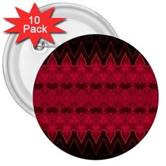 Boho Red Black Pattern 3  Buttons (10 Pack)  by SpinnyChairDesigns