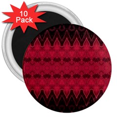 Boho Red Black Pattern 3  Magnets (10 Pack)  by SpinnyChairDesigns