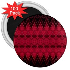 Boho Red Black Pattern 3  Magnets (100 Pack) by SpinnyChairDesigns