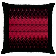 Boho Red Black Pattern Throw Pillow Case (black) by SpinnyChairDesigns