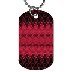 Boho Red Black Pattern Dog Tag (two Sides) by SpinnyChairDesigns