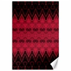 Boho Red Black Pattern Canvas 12  X 18  by SpinnyChairDesigns