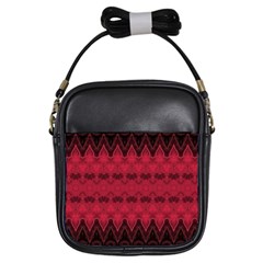 Boho Red Black Pattern Girls Sling Bag by SpinnyChairDesigns