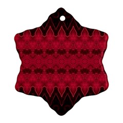 Boho Red Black Pattern Snowflake Ornament (two Sides) by SpinnyChairDesigns