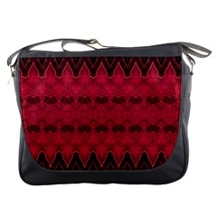 Boho Red Black Pattern Messenger Bag by SpinnyChairDesigns