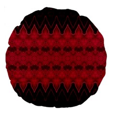 Boho Red Black Pattern Large 18  Premium Round Cushions by SpinnyChairDesigns