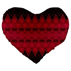 Boho Red Black Pattern Large 19  Premium Heart Shape Cushions by SpinnyChairDesigns