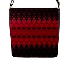 Boho Red Black Pattern Flap Closure Messenger Bag (l) by SpinnyChairDesigns