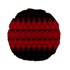 Boho Red Black Pattern Standard 15  Premium Flano Round Cushions by SpinnyChairDesigns