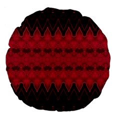 Boho Red Black Pattern Large 18  Premium Flano Round Cushions by SpinnyChairDesigns