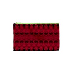 Boho Red Black Pattern Cosmetic Bag (xs) by SpinnyChairDesigns