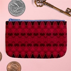 Boho Red Black Pattern Large Coin Purse by SpinnyChairDesigns