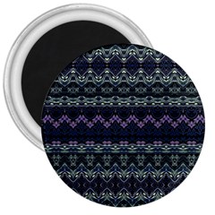 Boho Navy Teal Violet Stripes 3  Magnets by SpinnyChairDesigns