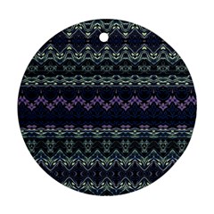 Boho Navy Teal Violet Stripes Ornament (round) by SpinnyChairDesigns