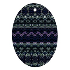 Boho Navy Teal Violet Stripes Ornament (oval) by SpinnyChairDesigns