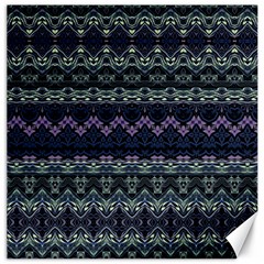 Boho Navy Teal Violet Stripes Canvas 16  X 16  by SpinnyChairDesigns