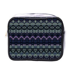 Boho Navy Teal Violet Stripes Mini Toiletries Bag (one Side) by SpinnyChairDesigns