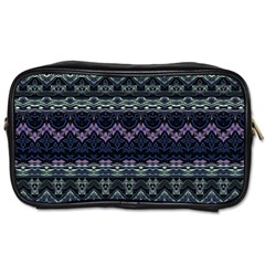 Boho Navy Teal Violet Stripes Toiletries Bag (two Sides) by SpinnyChairDesigns