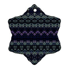 Boho Navy Teal Violet Stripes Ornament (snowflake) by SpinnyChairDesigns