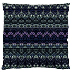 Boho Navy Teal Violet Stripes Large Cushion Case (two Sides) by SpinnyChairDesigns