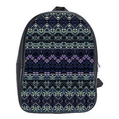 Boho Navy Teal Violet Stripes School Bag (xl) by SpinnyChairDesigns