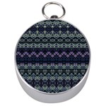 Boho Navy Teal Violet Stripes Silver Compasses Front