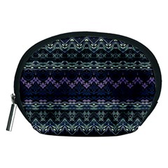 Boho Navy Teal Violet Stripes Accessory Pouch (medium)