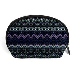 Boho Navy Teal Violet Stripes Accessory Pouch (large) by SpinnyChairDesigns