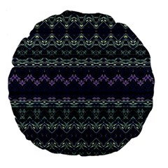 Boho Navy Teal Violet Stripes Large 18  Premium Flano Round Cushions by SpinnyChairDesigns