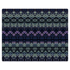 Boho Navy Teal Violet Stripes Double Sided Flano Blanket (medium)  by SpinnyChairDesigns