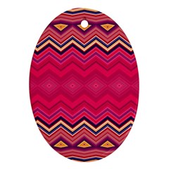 Boho Aztec Stripes Rose Pink Ornament (oval) by SpinnyChairDesigns